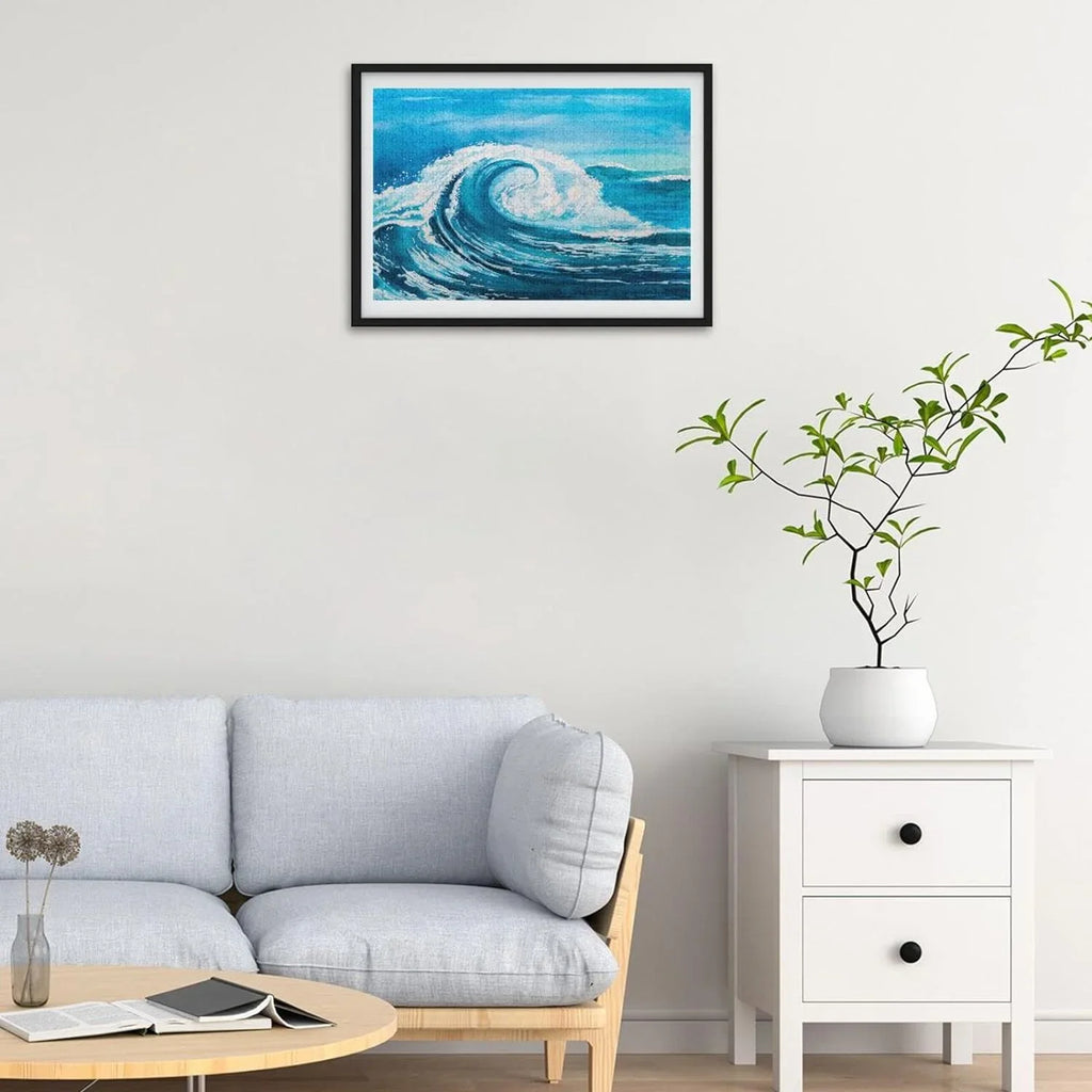 SizeKYSizeONIC Sizeea Waves (5) 1000 Pcs of Irregular Puzzle in a Box, Printed with Colored Letters on Back to Reduce Difficulty, a Happy Time of Cooperation,for Adults and Kids(20.5x14.9In)