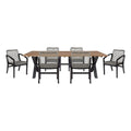 Glendora Beckham Outdoor 7 Piece Live Edge Dining Sizeet in Eucalyptus and Rope