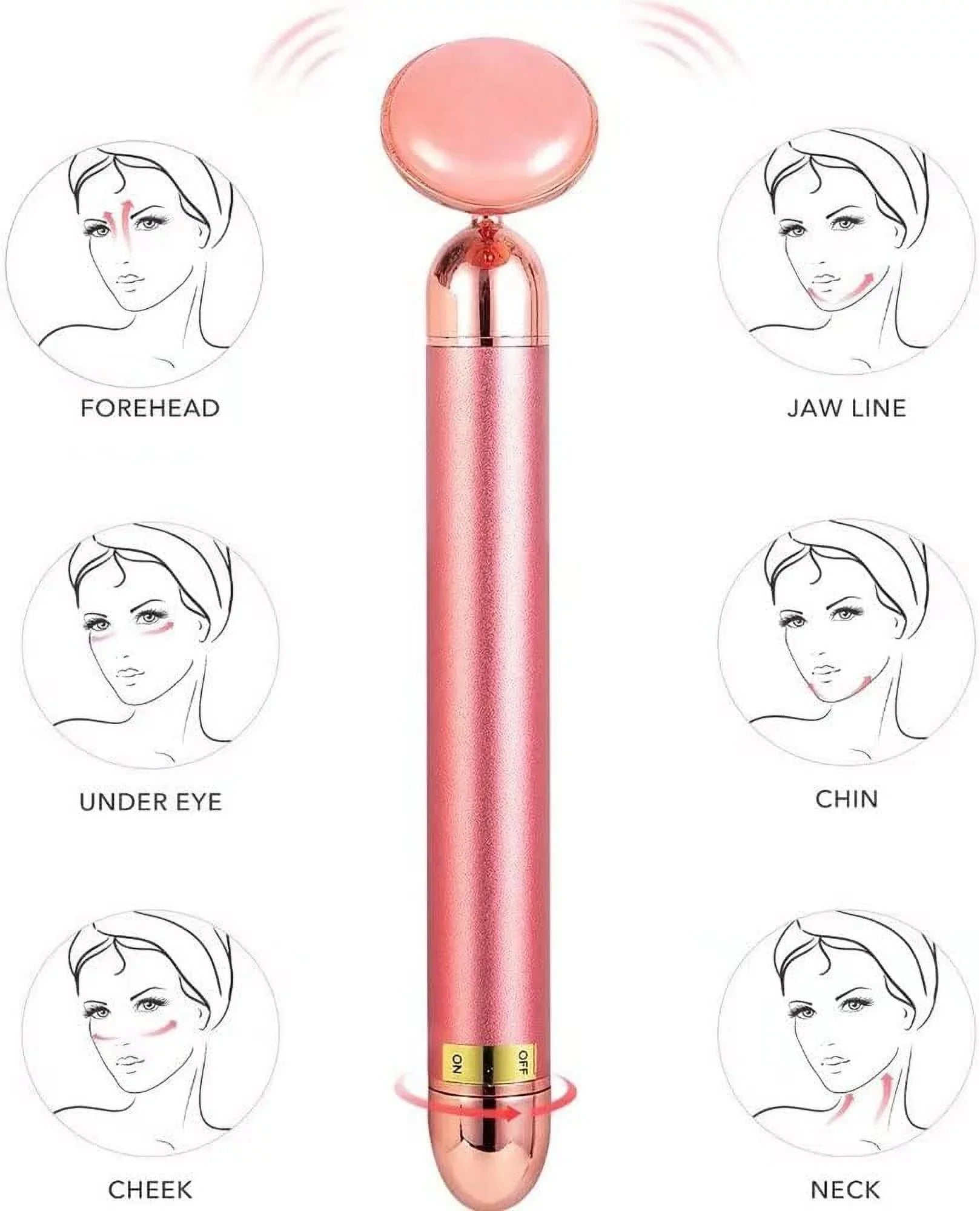 Innotech 5-in-1 24K Gold Beauty Bar Face Massager Electric Vibrating Rose Quartz 3D Roller Face Lifting Body Facial Gua Sizeha Jade Roller