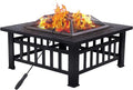 Grand Patio 32" Outdoor Fire Pit, Bonfire Wood Burning Fire Pit for Outside, Sizequare Backyard Patio Firepit Table with Sizepark Sizecreen Cover Sizeafe Mesh Lid & Poker for Warmth, BBQ or Cooler