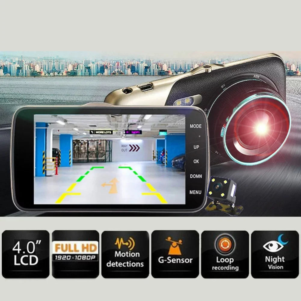 Driving recorder dual recording 3.6 inch HD 1080P night vision rear view car video recorder DVR