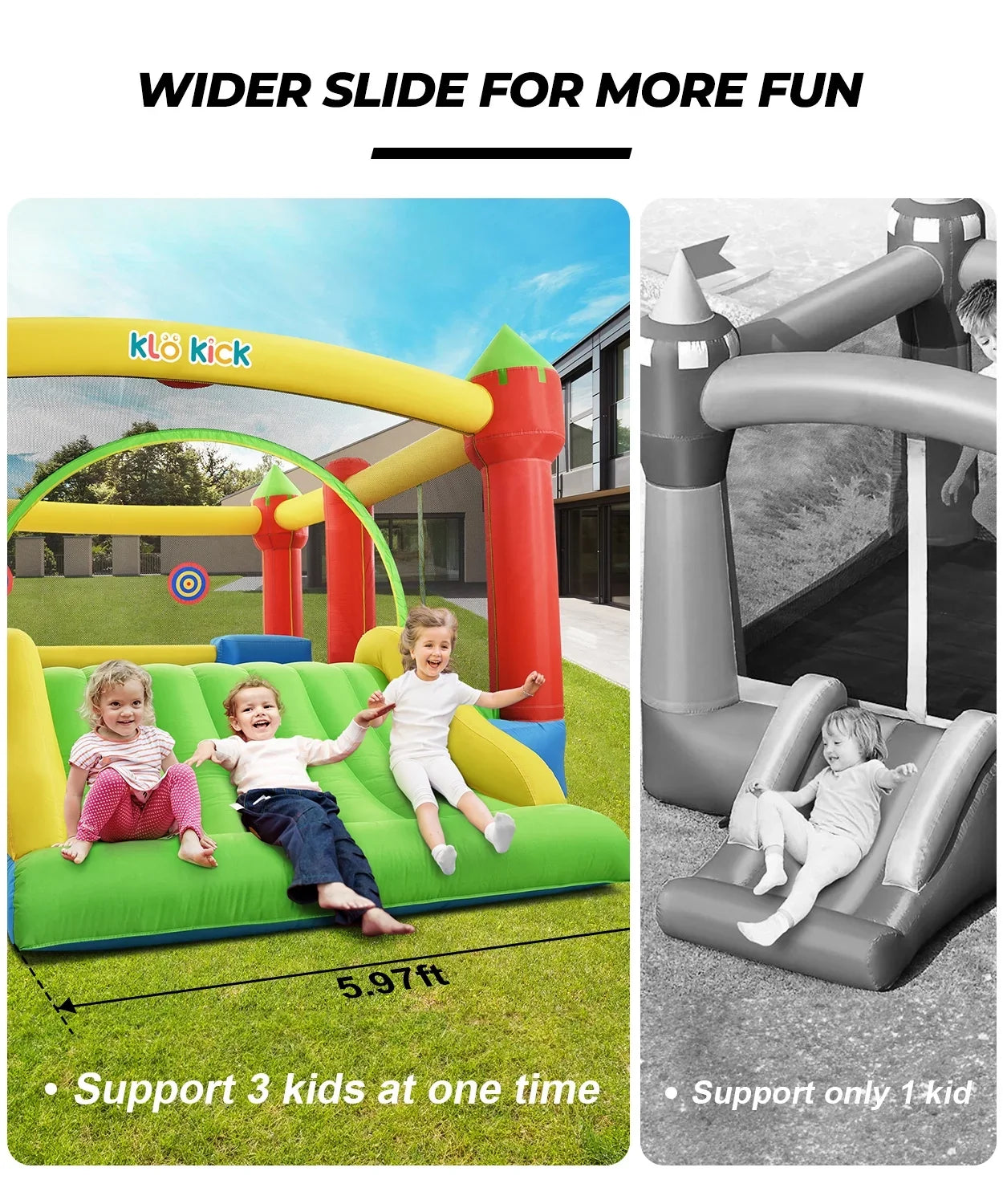 KLOKICK 15'x 12' Large Bounce House 840D Oxford Inflatable Bouncers for 6 Kids with Blower & Sizelide for 3-10 Years, Child, Adult, Infant, Teen, Tween