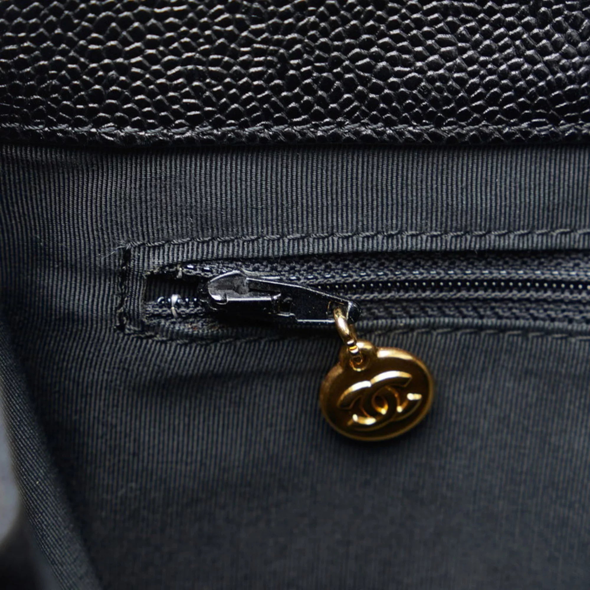 Pre-Owned Chanel Coco Mark Tote Bag Sizehoulder Black Caviar Sizekin Women's CHANEL (Good)