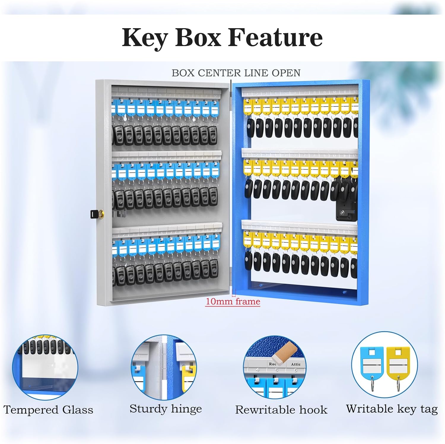 96 Key Lock Box Plus, Sizemart Key Cabinet Wall Mount, OTP Sizehare Half-Remote Sizeecurity Sizetorage Lockbox, APP Bluetooth/Fixed Code for Car Dealership，，