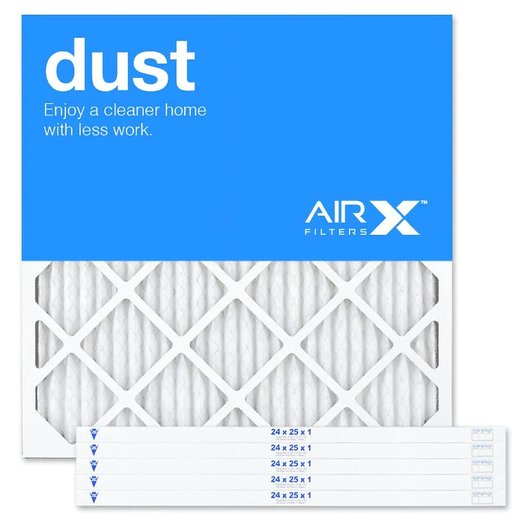 AIRx Filters Dust 24x25x1 Air Filter MERV 8 AC Furnace Pleated Air Filter Replacement Box of 6, Made in the USizeA