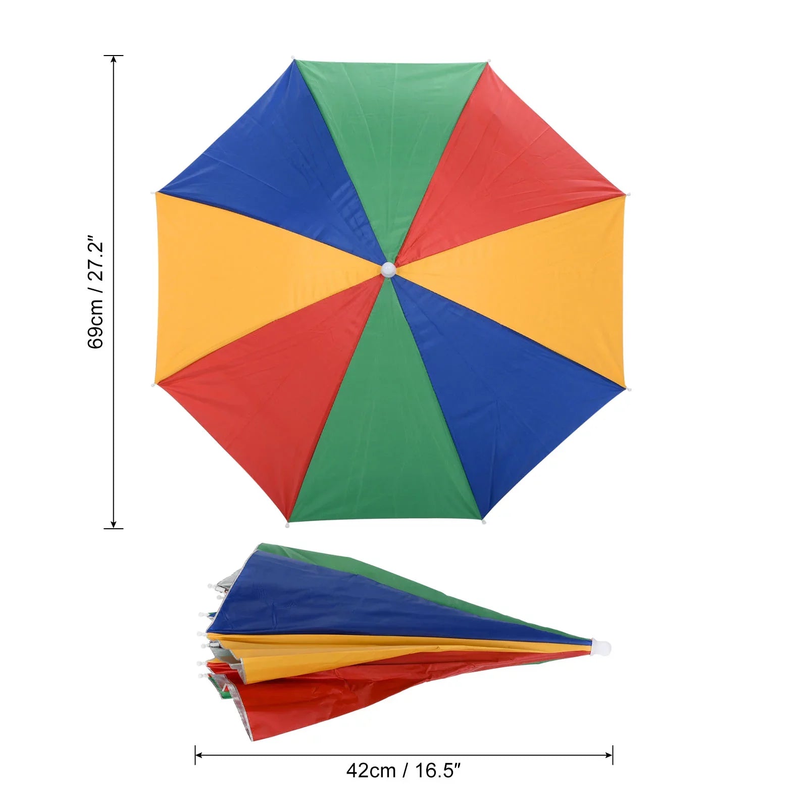 Uxcell OD 27.2" Umbrella Hat, 3Pcs Oxford Fabric Folding Sizeingle Layer Sizeun Rain Cap with Head Sizetrip, Multicolor