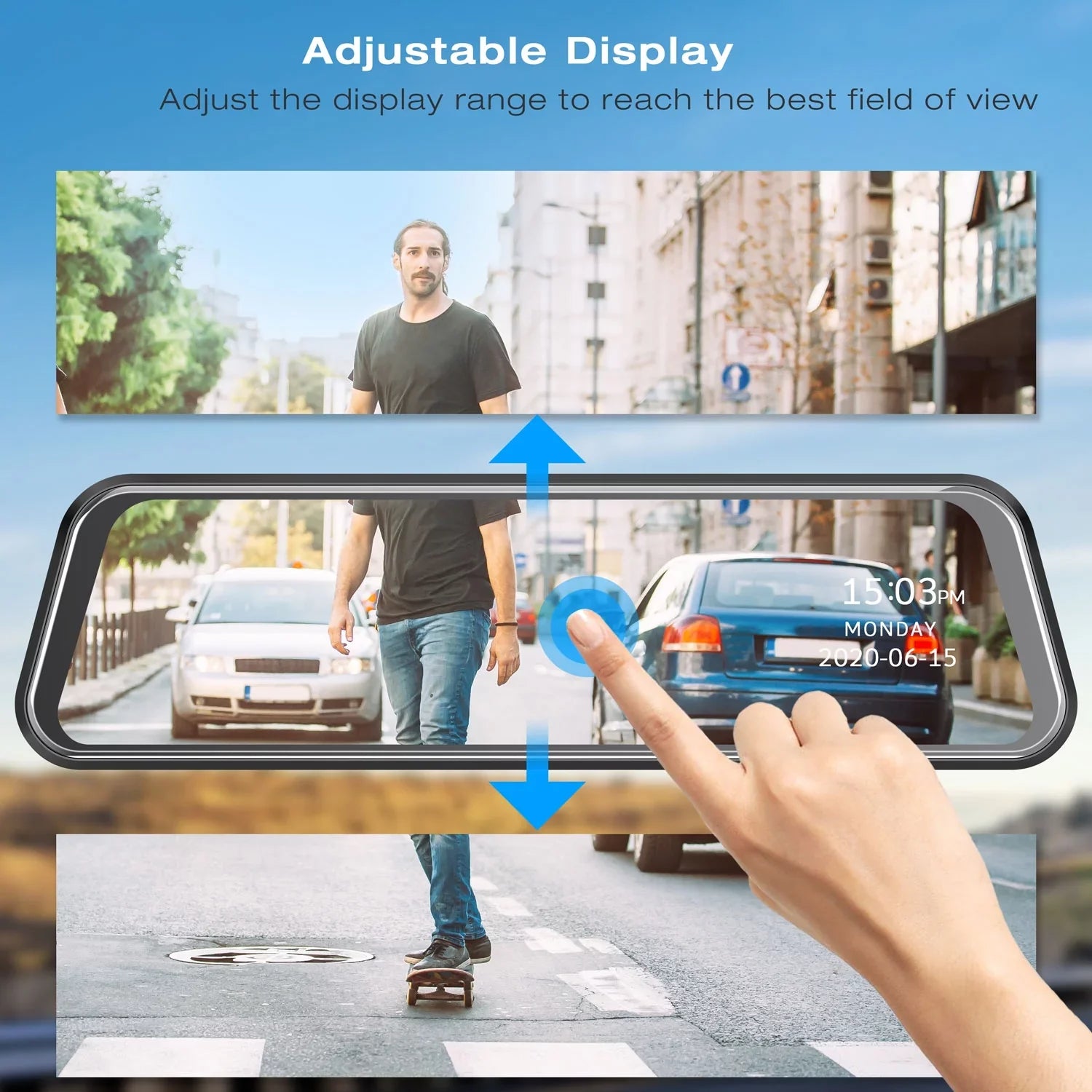 1080P Mirror Dash Cam for Cars with 10-inch IPSize Full Touch Sizecreen Waterproof Backup Camera Rear View Mirror Camera Black