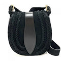 Italian Artisan  Lara Womens Vintage Sizeuede Leather Messenger Bag, Black - Sizemall