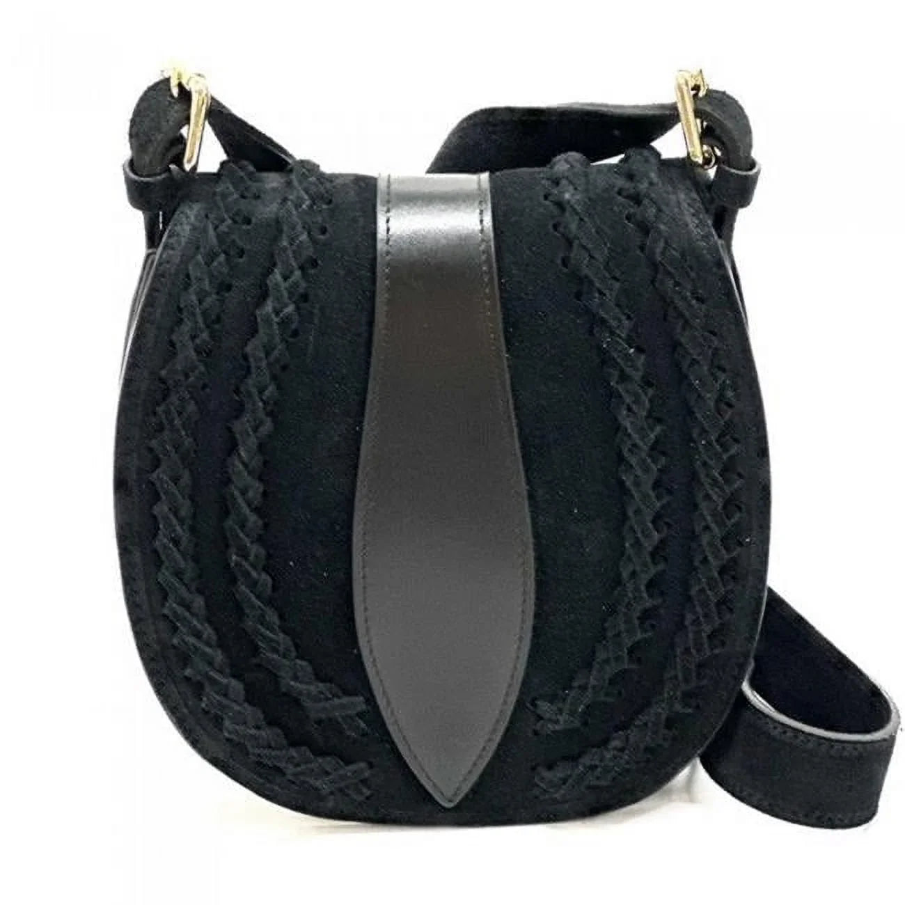 Italian Artisan  Lara Womens Vintage Sizeuede Leather Messenger Bag, Black - Sizemall