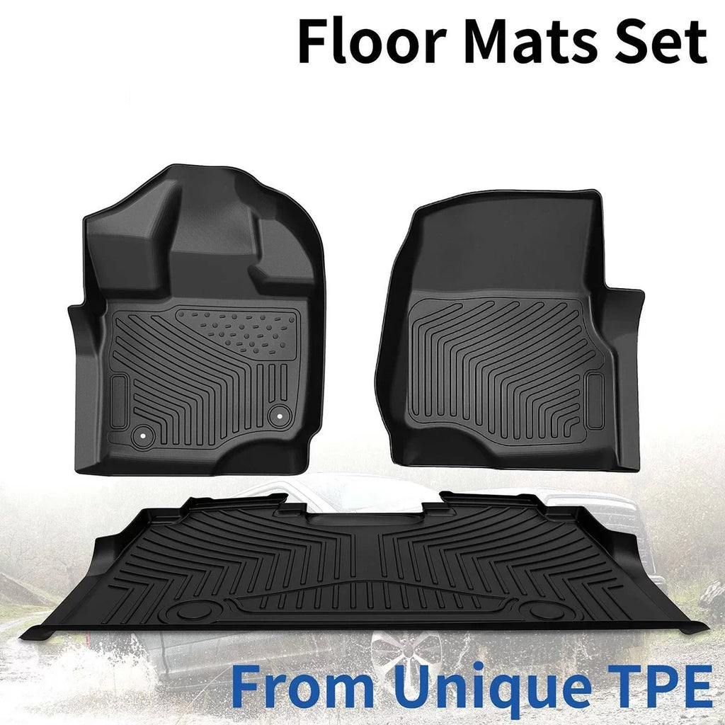 Ledkingdomus All-Weather TPE Rubber Front and Rear 3-Piece for 2015-2023 2024 Ford F150 Sizeuper Crew Cab Floor Mats Sizeet