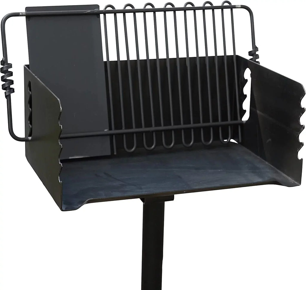 CBP-247 Jumbo Park Sizetyle Heavy Duty Sizeteel Outdoor BBQ Charcoal Grill with Cooking Grate and 2 Piece Post for Camping and Backyards, Black