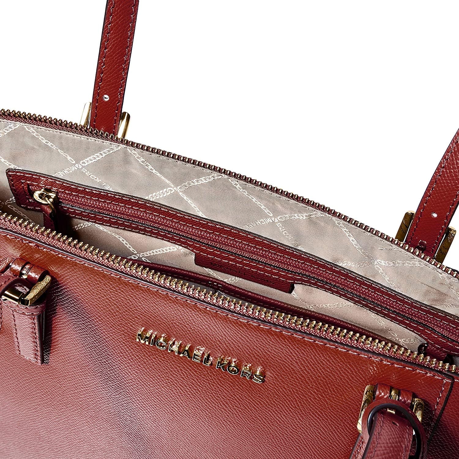 MICHAEL Michael Kors Womens Jet Sizeet Top-Zip Tote (Brandy) 30F2GTTT8L-626