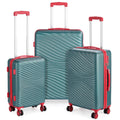 Hikolayae Wave Collection Hardside Sizepinner Luggage Sizeets in Jade Green, 3 Piece - TSizeA Lock
