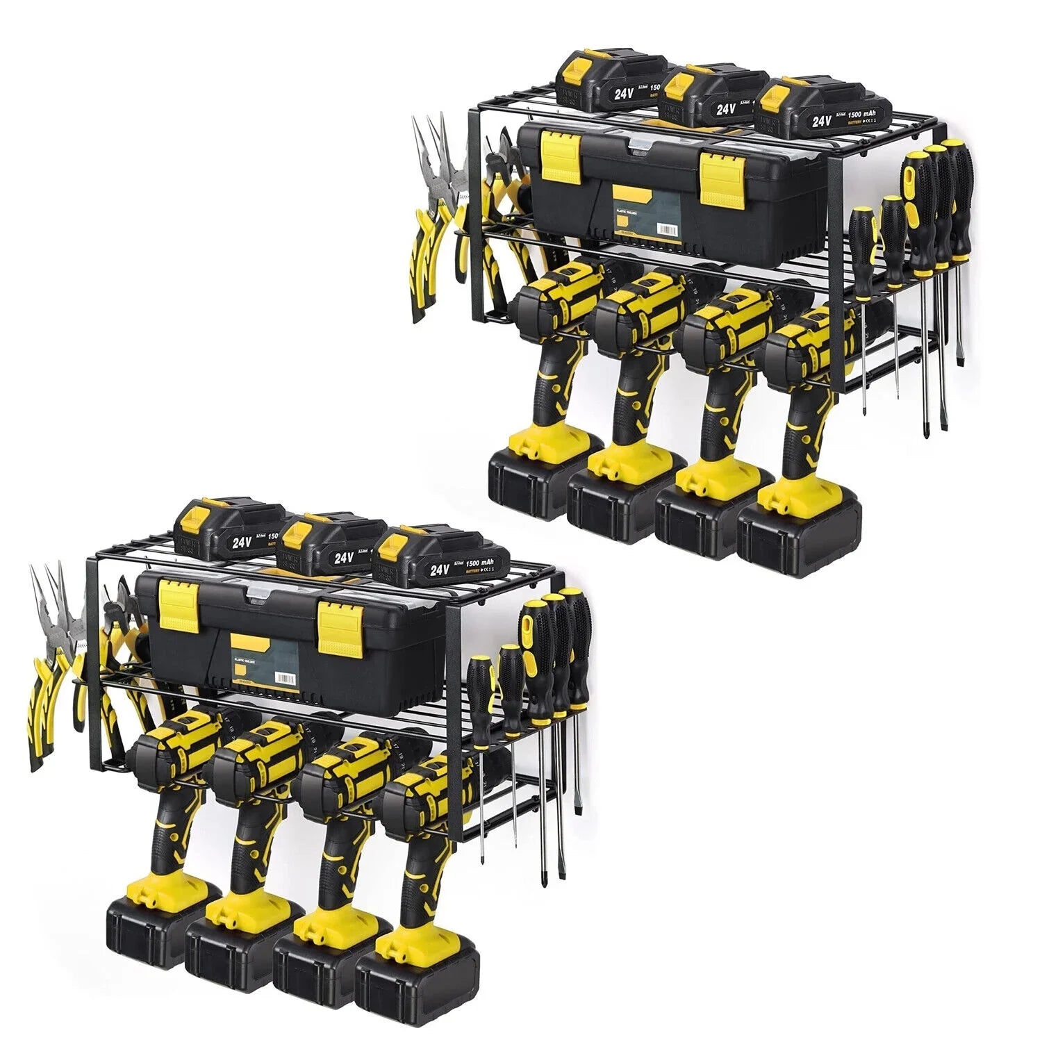 2PCSize Power Tool Organizer Wall-Mounted Cordless Drill Holder, Heavy Duty Rack