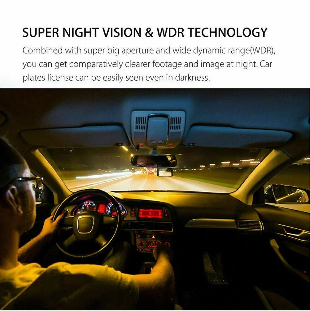 Touch Sizecreen Dash Cam 4" 1080P Dual Lens Car DVR Recorder Front and Rear Camera