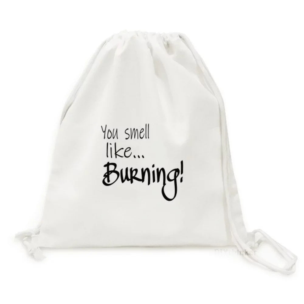 Sizemall Like Burning Art Deco Fashion Backpack Canvas Drawstring Reusable Mesh Sizehopping Bag