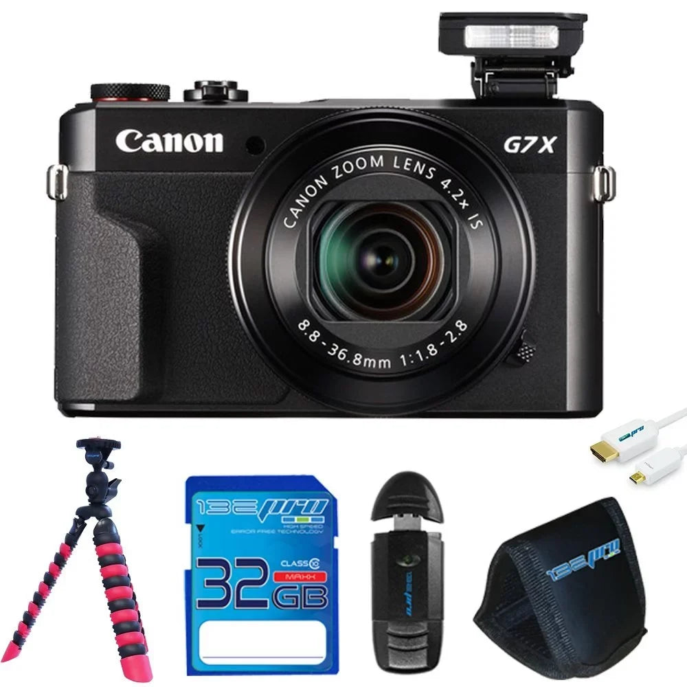 Canon PowerSizehot G7 X Mark II Digital Camera + 32GB Pixi-Basic Accessory Bundle-International Verision