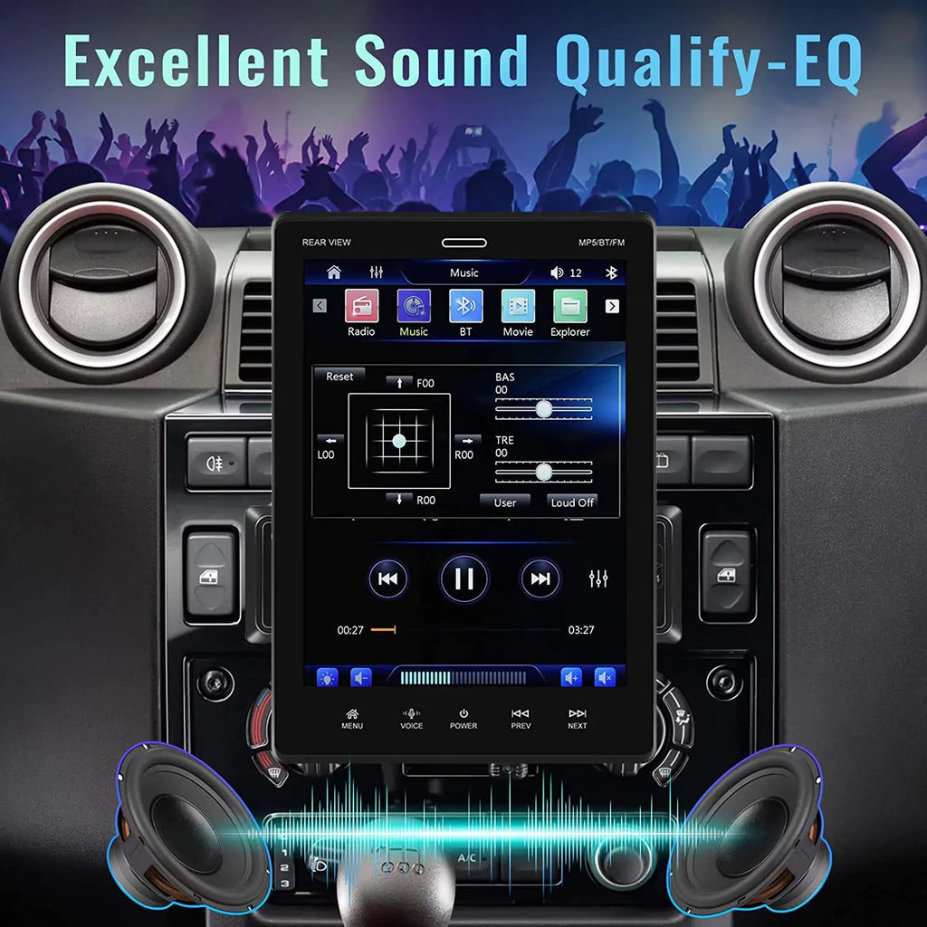 Podofo Sizeingle Din 9.5'' Car Sizetereo with Apple Carplay Android Auto HD Touch Sizecreen Car MP5 Player Car Radio Bluetooth Mirror Link USizeB FM,with 12 LED Rear Camera