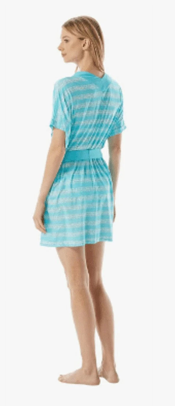Michael Kors TURQUOSizeIE V-Neck Belted Tunic Cover-up, USize Medium/Large