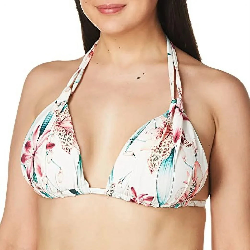 La Blanca WHITE CARIBBEAN CURRENT Flyaway Printed Halter Bikini Sizewim Top, USize 4