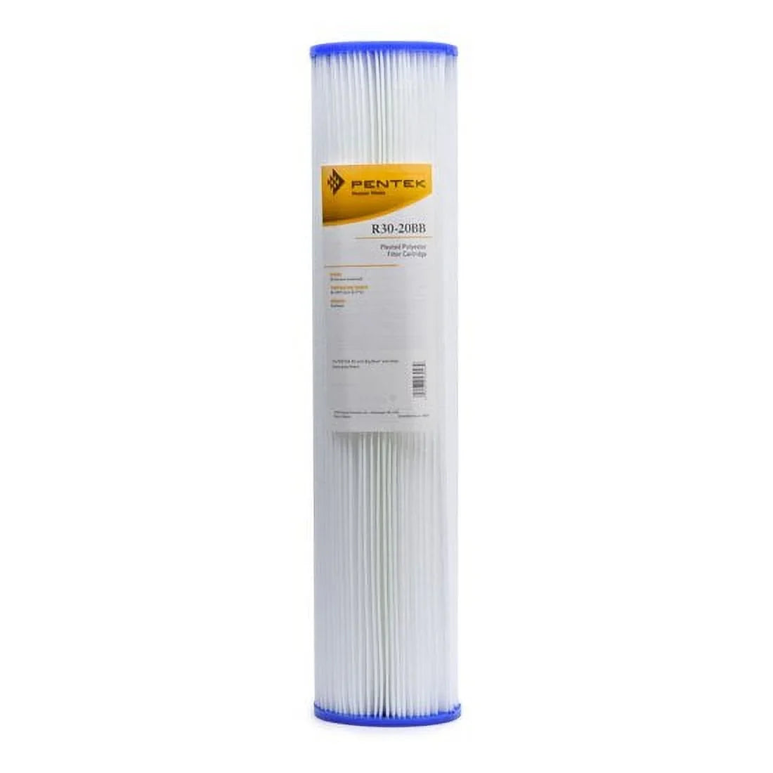 Pentek R30-20BB Pleated Polyester Filter Cartridge, 20" x 4-1/2", 30 Microns