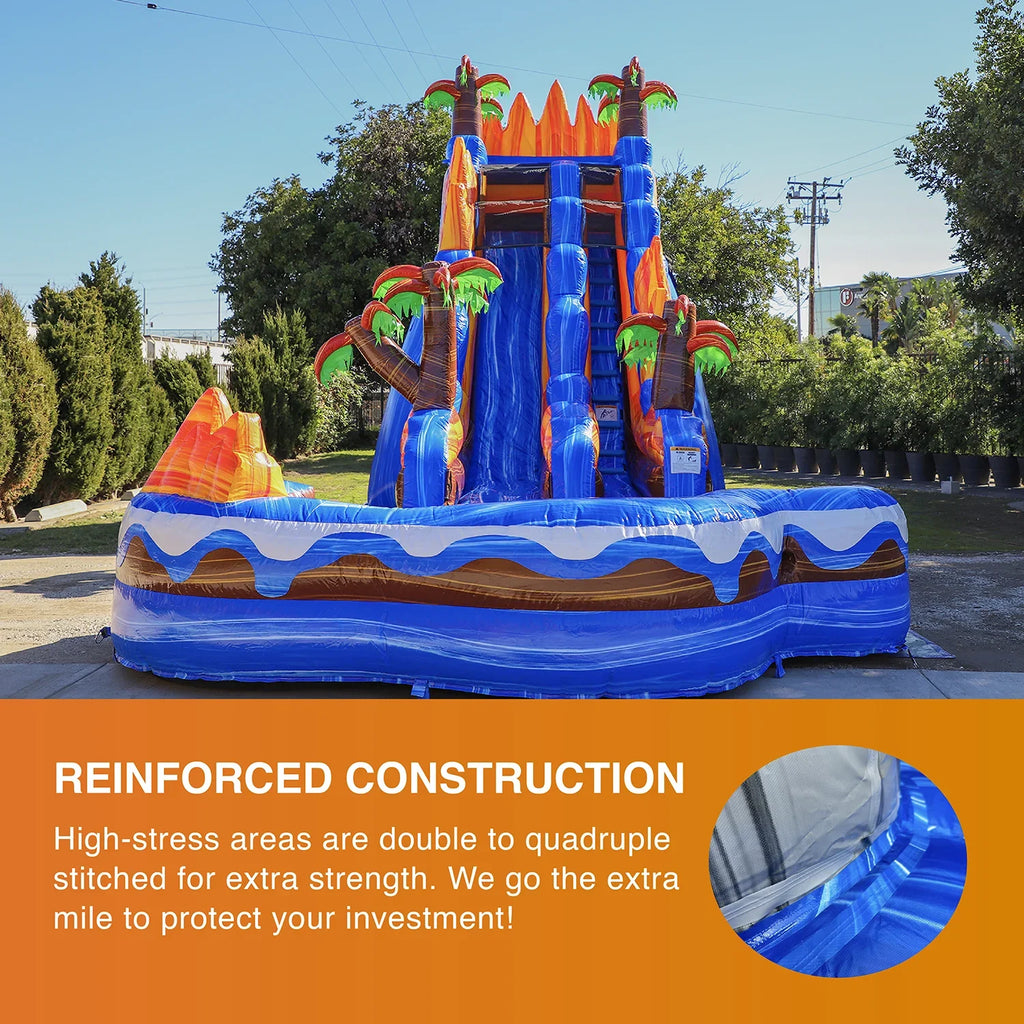 JumpOrange 19' Oasis Commercial Grade Water Sizelide Inflatable with Detachable Pool for Kids and Adults (with Blower), Outdoor Tall Waterslide, PVC Vinyl