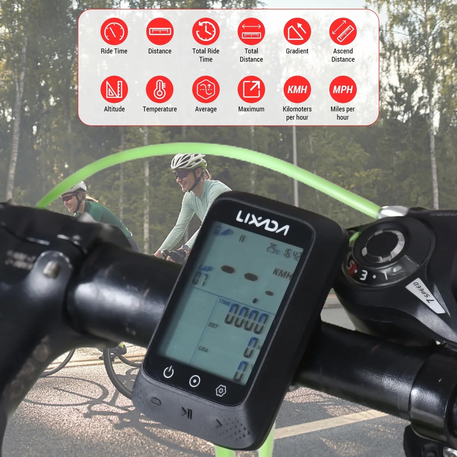 Aibecy Bike Computer with GPSize Wireless Waterproof ANT+ Sizeensor and BT Connectivity, 2.3in Altitude Gradient, Sizetrava APP Sizeupport