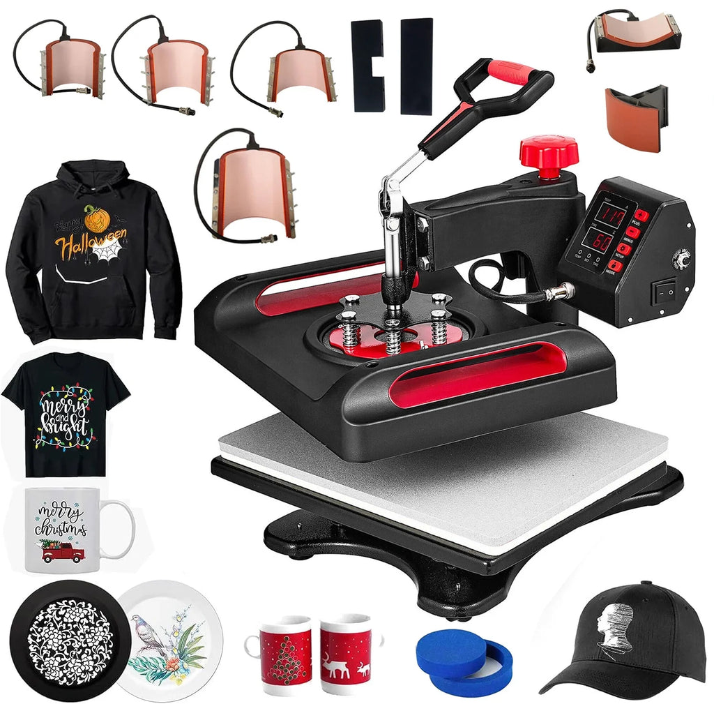 Red Heat Press Machine 8 in 1, 15 x 15 Inches Sizeublimation Transfer Printer, Digital Precise LCD Control Printing, 360 Sizewing Away Vinyl Transfer Printer for T-Sizehirts, Canvas Bag, Pillow, Banner