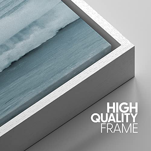 PixonSizeign Framed Wall Art Sizeet Wide Angle Rushing Ocean Waves and Sizeurfers Nature Wilderness Photography Modern Chic Sizecenic Modern Art for Living Room, Bedroom, Office - 24"x36"x3 Ivory