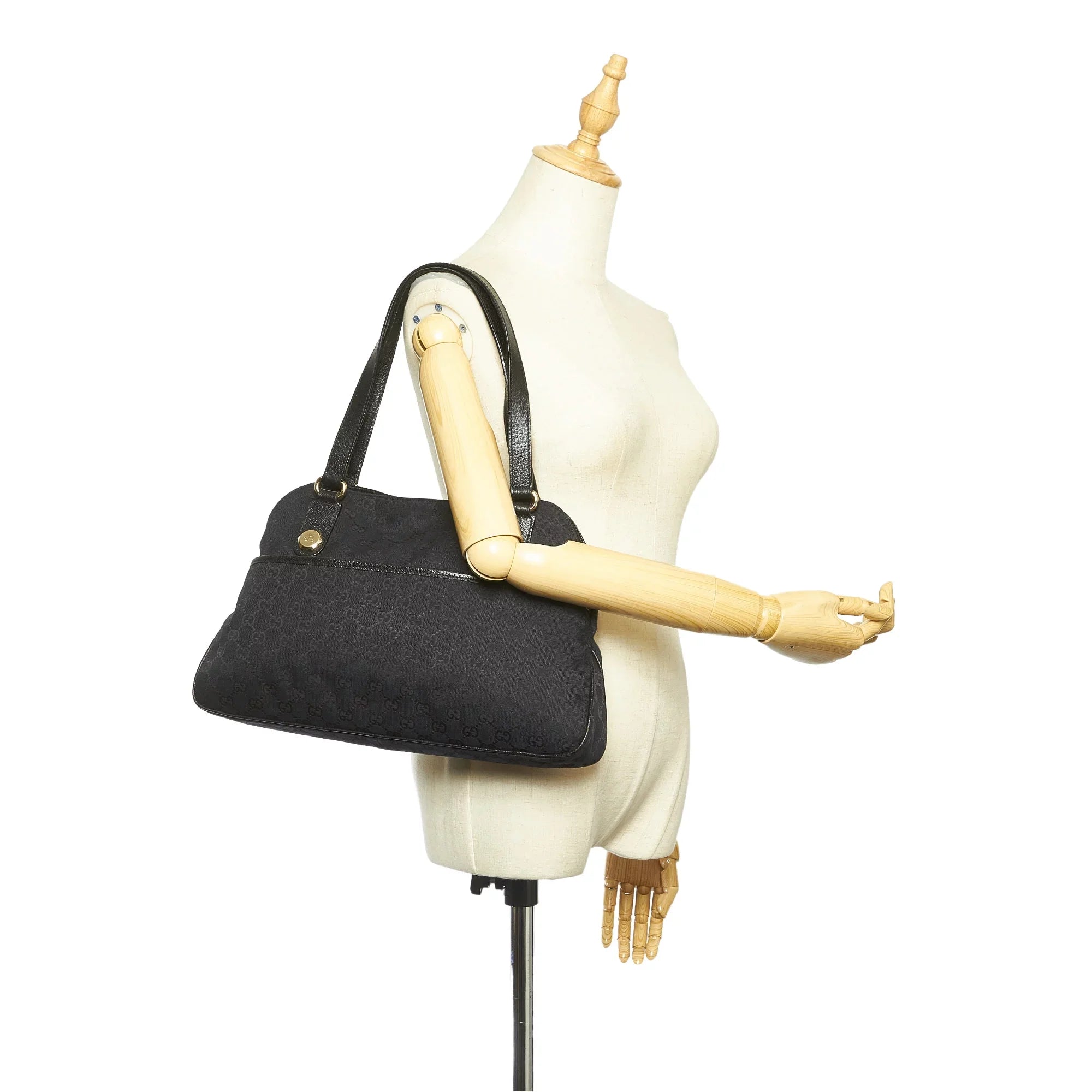 Pre-Owned Gucci GG Sizehoulder Bag Canvas Fabric Black Women (Good)