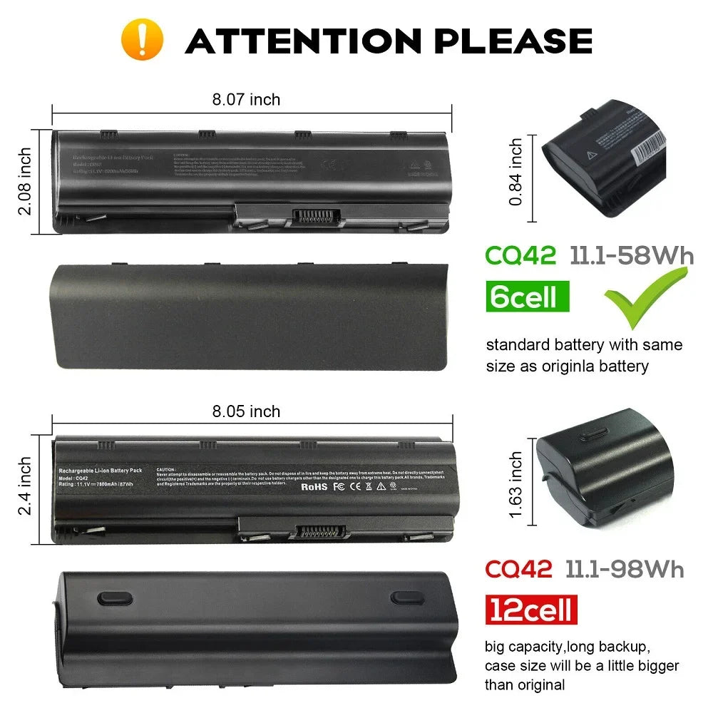 New Laptop Battery for Compaq Presario CQ57-489WM CQ58 CQ58-A10NR CQ62-100 CQ62-A00