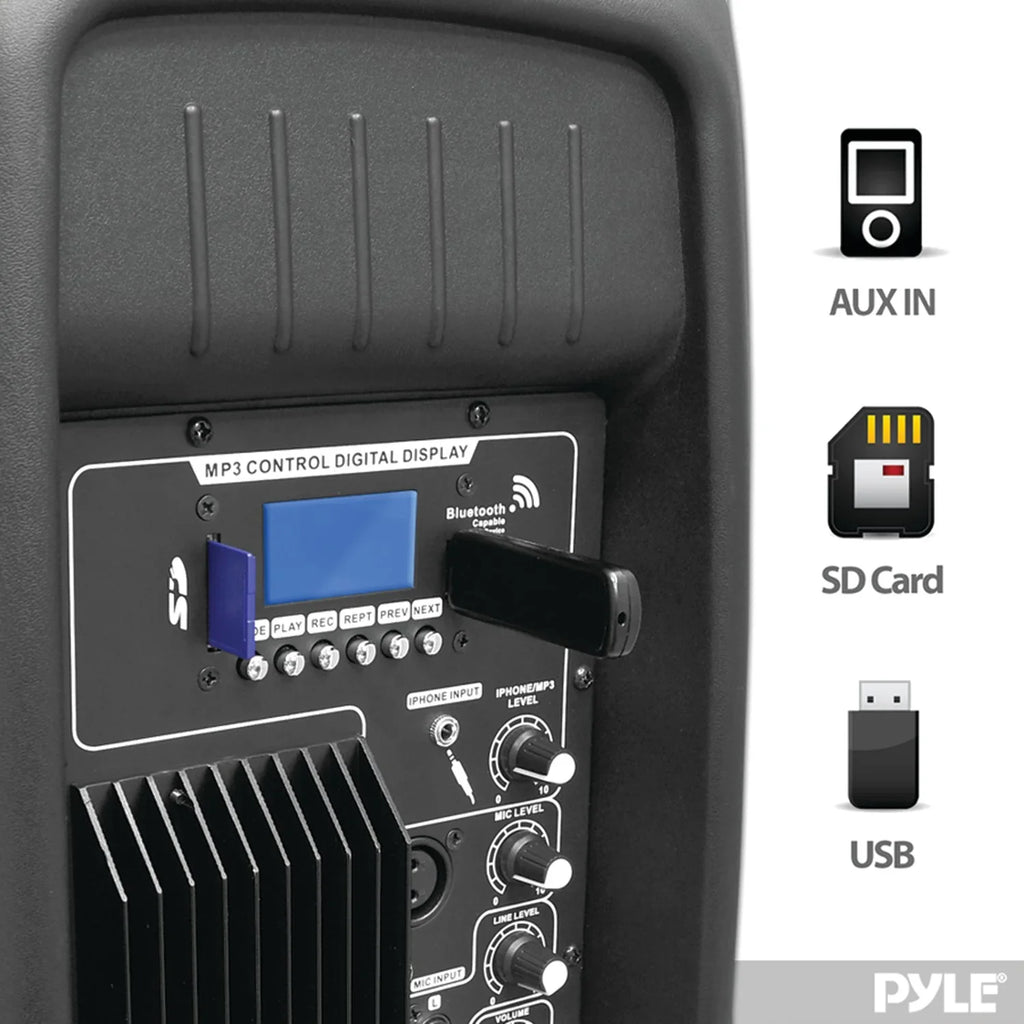 Pyle Pro PPHP1537UB 600W RMSize Portable Bluetooth® Sizepeaker Sizeystem