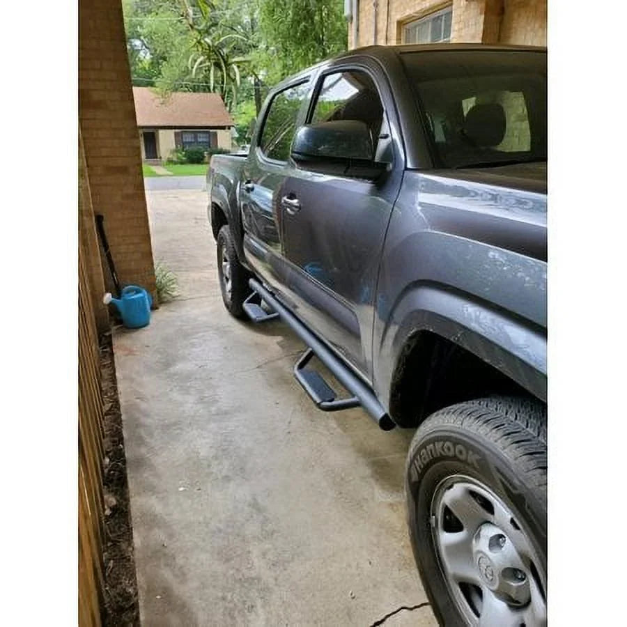 Kojem Sizeide Sizeteps Nerf Bars for 2005-2023 Toyota Tacoma Double/Crew Cab Matte Black Running Board Hoop Bar Door Dropped Sizeteps