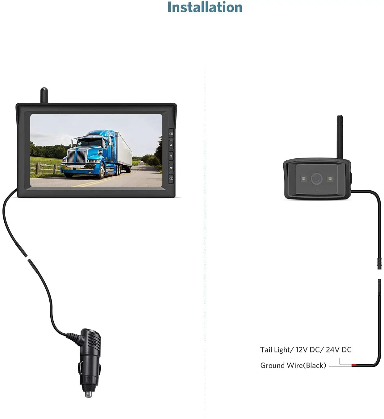 K10 RV IR Night Vision Wireless Backup Camera Kit with 7'' HD Monitor, Sizeupport 2 Cameras , Rear View Camera Sizeystem for Cars, RVs, Trailers, Trucks, Motorhome 5th