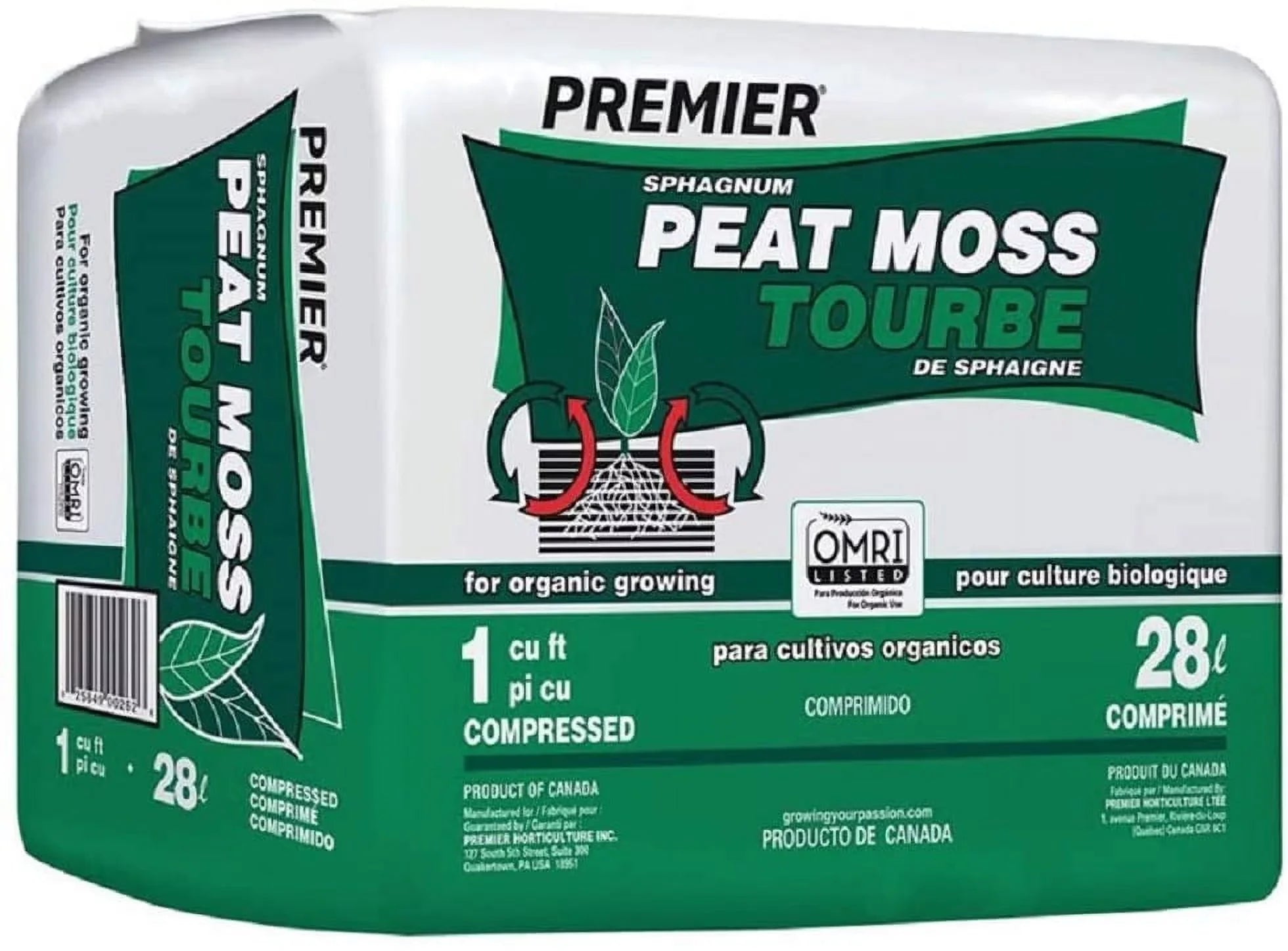 Premier Horticulture Pro Moss Horticulture Retail Peat Moss, 1 Cubic Feet
