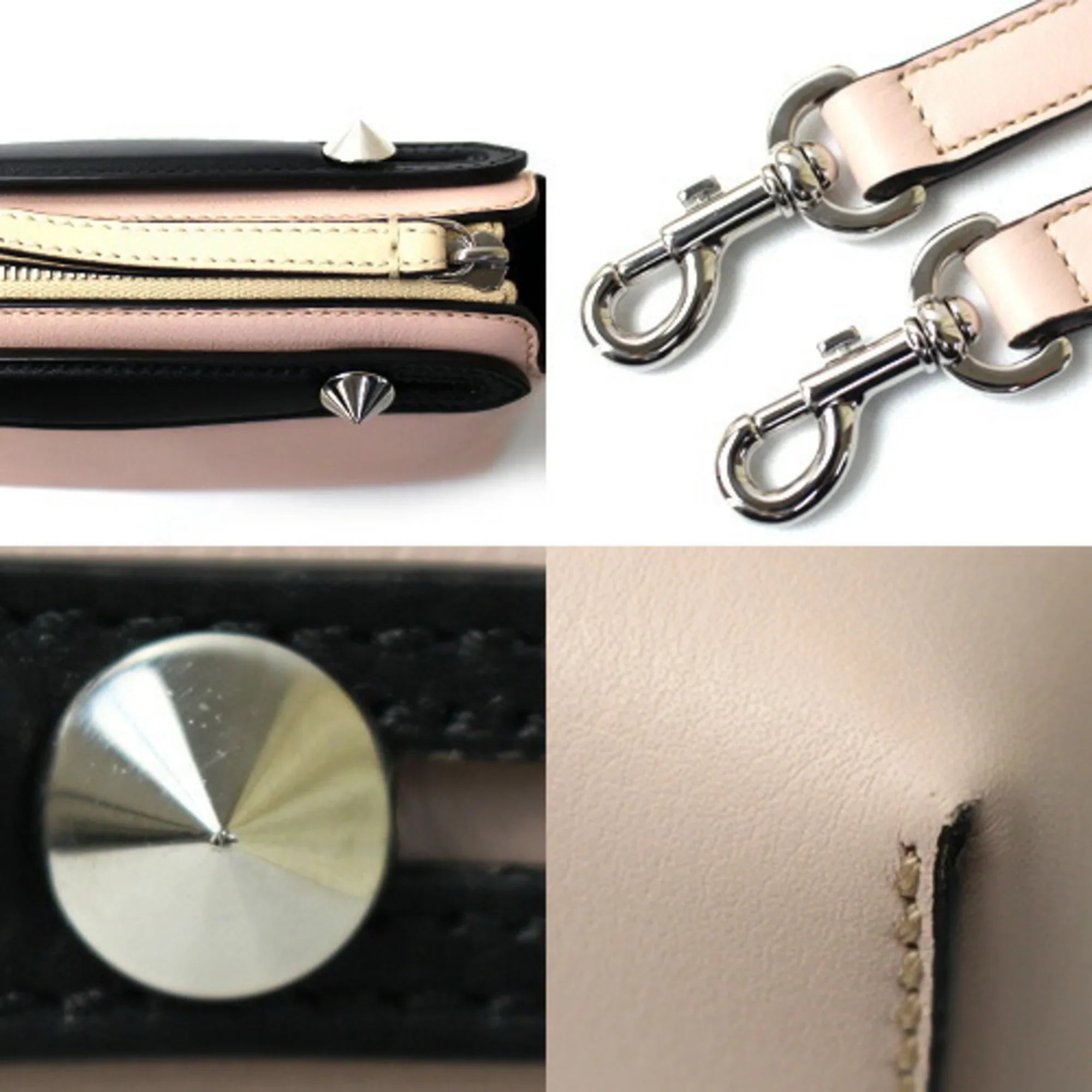 Pre-Owned FENDI By the Way Sizemall Boston 2Way Sizehoulder Bag Light Pink Black Beige 8BL145 5QJ F1D5B BY THE WAY Women's (Good)