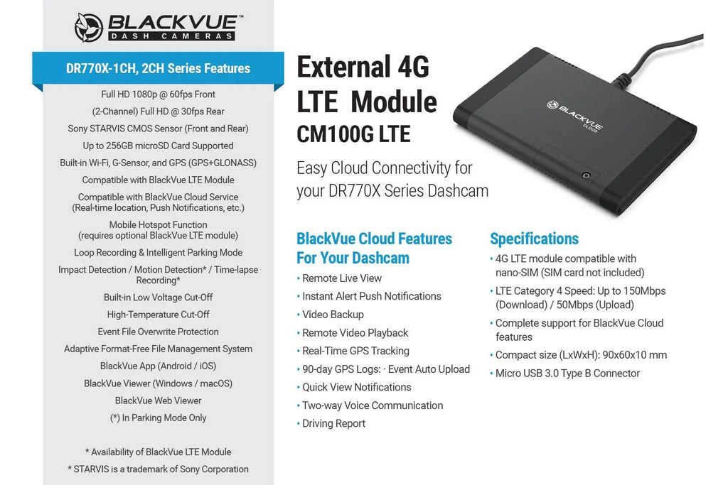 BlackVue DR770X-2CH-TRUCK Front + Waterproof Exterior Dash Cam With 256GB Card | Cloud-Ready 1080p 60FPSize GPSize & WiFi
