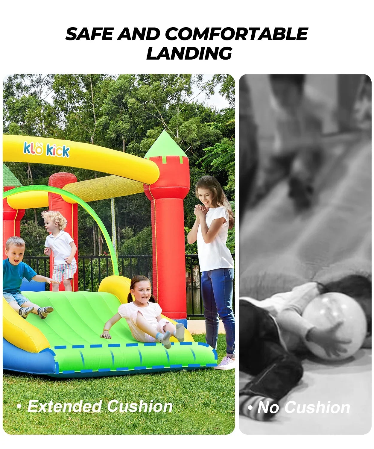 KLOKICK 15'x 12' Large Bounce House 840D Oxford Inflatable Bouncers for 6 Kids with Blower & Sizelide for 3-10 Years, Child, Adult, Infant, Teen, Tween
