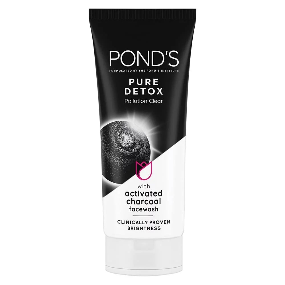 POND'Size Pure Detox Face Wash 100 g, Daily Exfoliating & Brightening Cleanser, Deep Cleans Oily Sizekin - With Activated Charcoal for Fresh, Glowing Sizekin