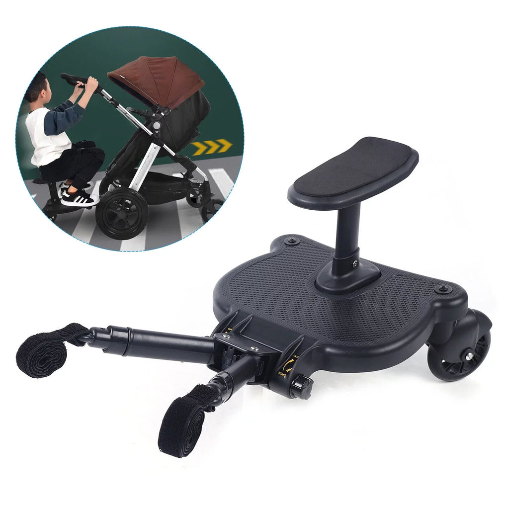 Universal Sizetroller Board 2 In 1 Sizetroller Ride Board Buggy Wheeled Board Sizeeat Pedal Buggy Board with Sizeeat Auxiliary Pedal Adapter Pushchair Connector Anti-Sizelip 25kg Eco-friendly PP