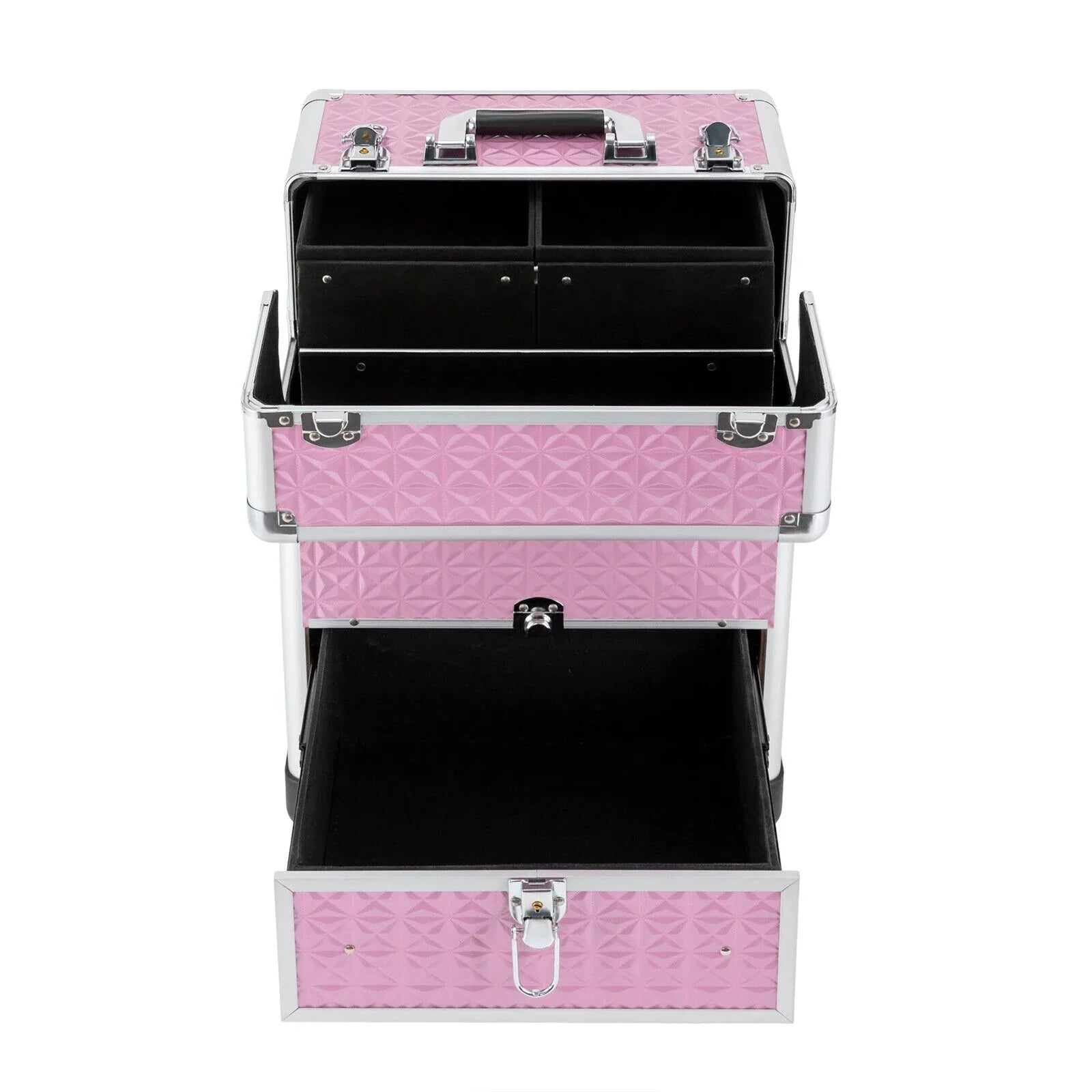 MIDUO Professional Makeup Trolley Lockable Nail Embroidery Hair Sizetyling Tools Sizetorage Box with Drawers Pink