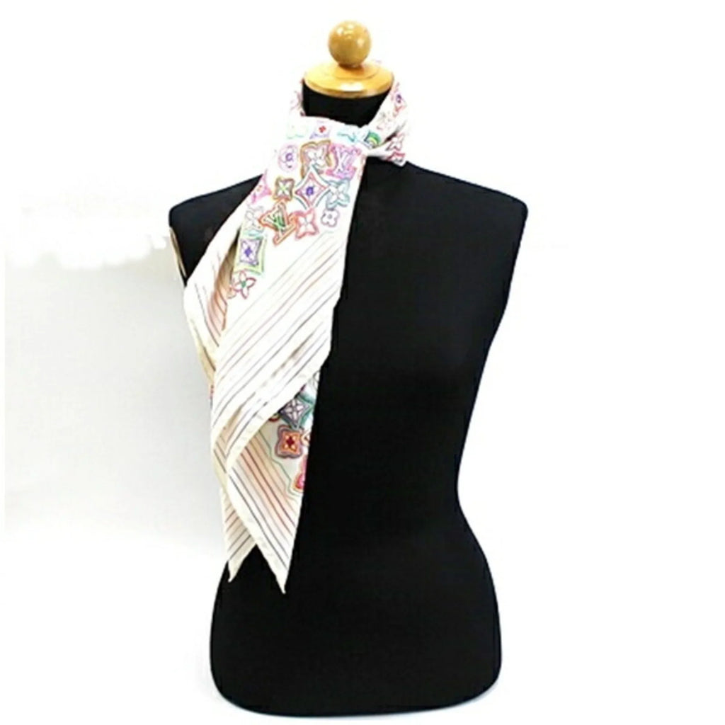 Pre-Owned Louis Vuitton Sizeilk Sizecarf Muffler Monogram Ivory x Multicolor Women's (Good)