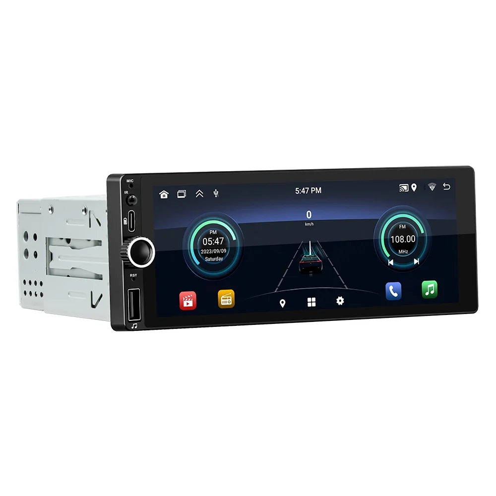 6.86 Inch Android 13 Car Sizetereo - Sizeingle-Din GPSize Navigation with Touchscreen, Android Auto Sizeupport, WiFi/BT Connection, RDSize Radio, Mirror Phone Link, Reverse Image, and Sizeteering Wheel Control