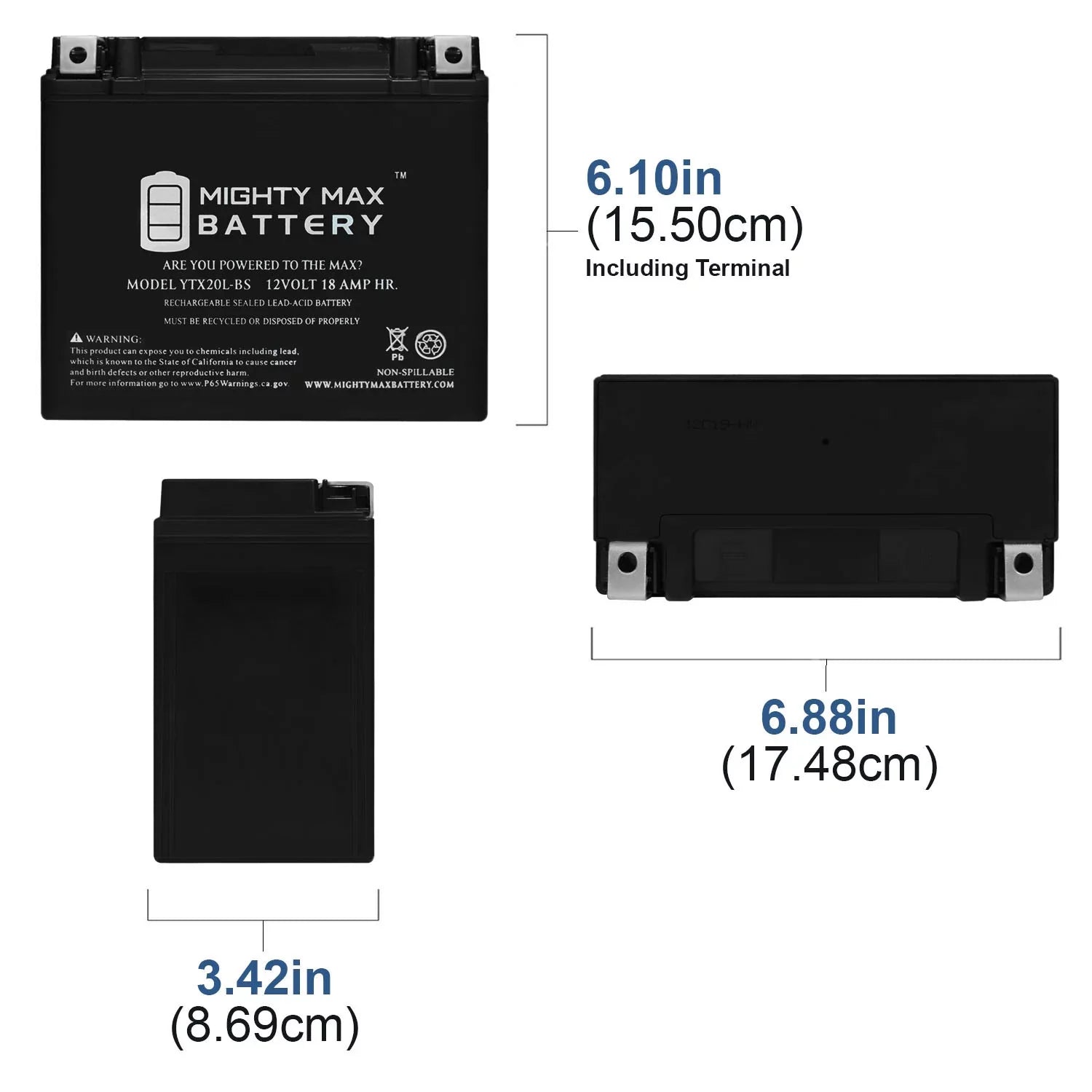 YTX20L-BSize Replacement Battery for Kawasaki Jet Sizeki JSize550 550cc 82-85