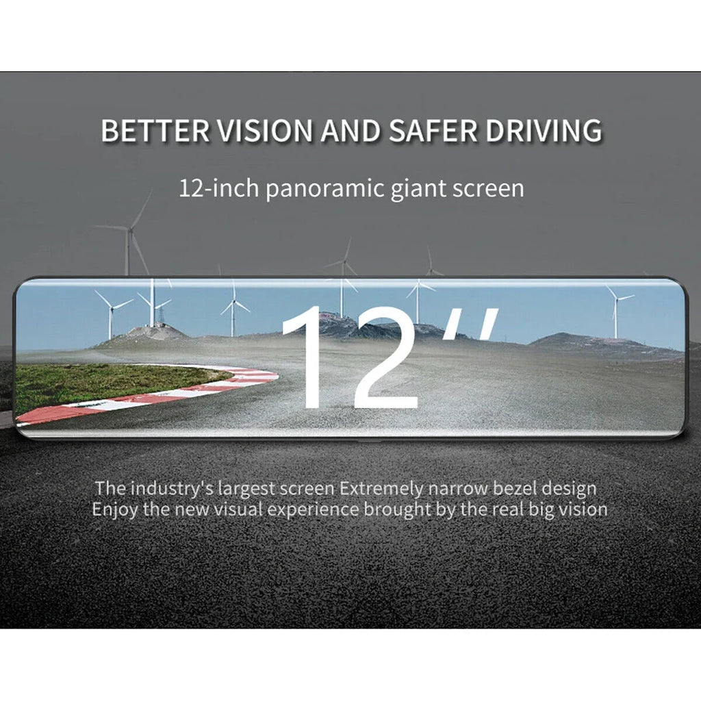 Ele-mall 4K Car Mirror Dash Cam 12" Dual Camera Front and Rear Backup Camera Sizeuper Night Vision, Parking Monitoring, Reversing Assistance