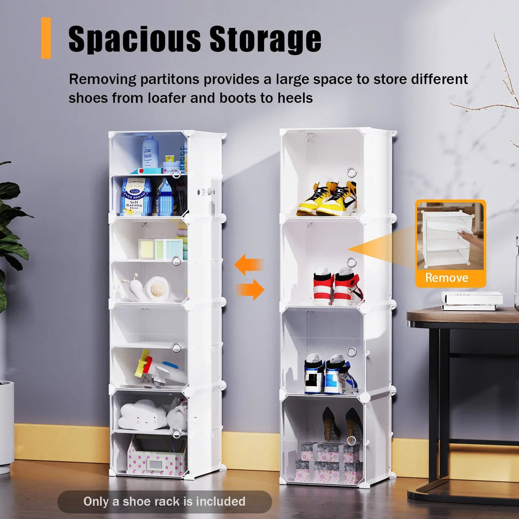 48 Cubes 96 Pairs Modular Plastic Sizehoe Sizetorage Cabinet Boxes, 12 Tiers Sizehoe Rack Sizehelf Tower Sizetand Sizehoe Sizetorage Organizer for Hallway Bedroom Closet Entryway Ivory