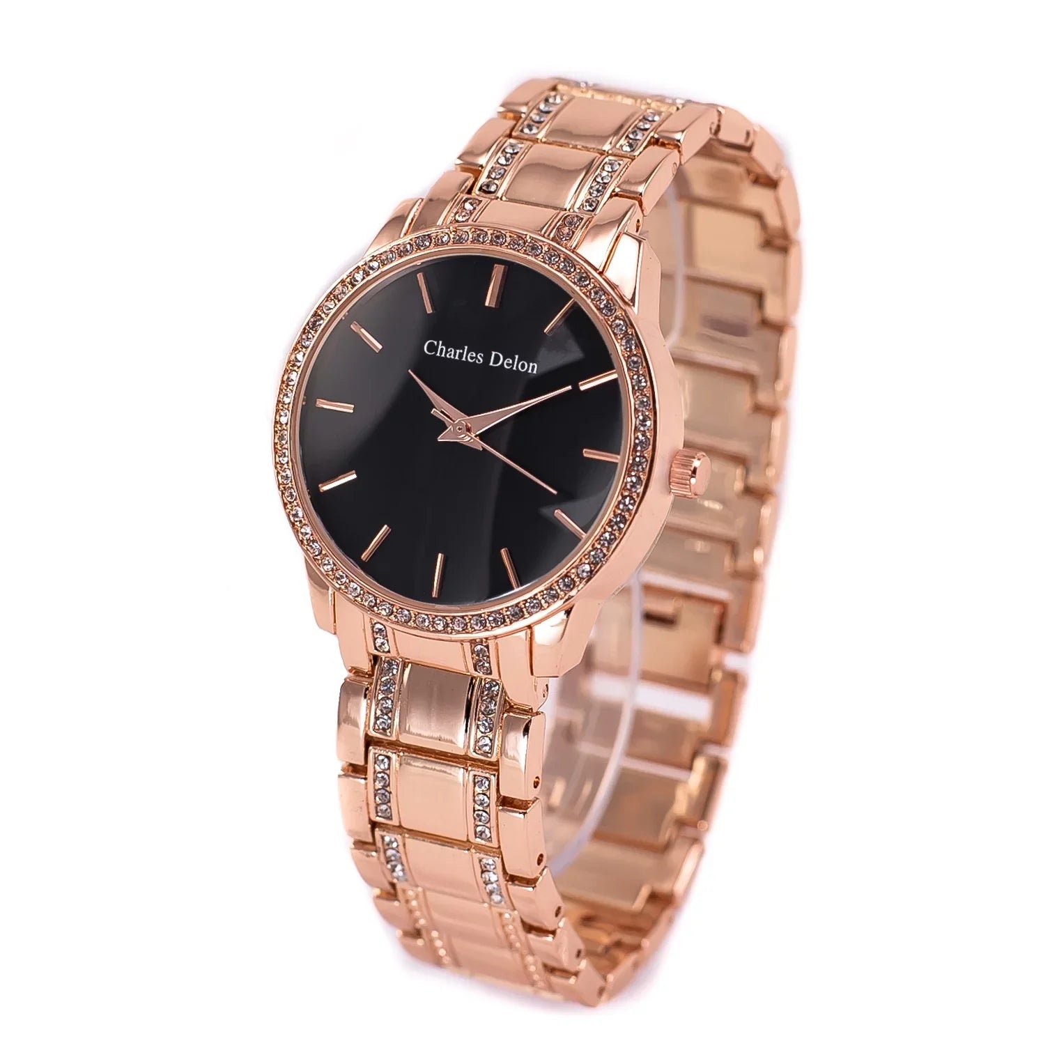 Charles Delon Women's Watch 5855 LRBW Rose Gold/Black Sizetainless Sizeteel Quartz