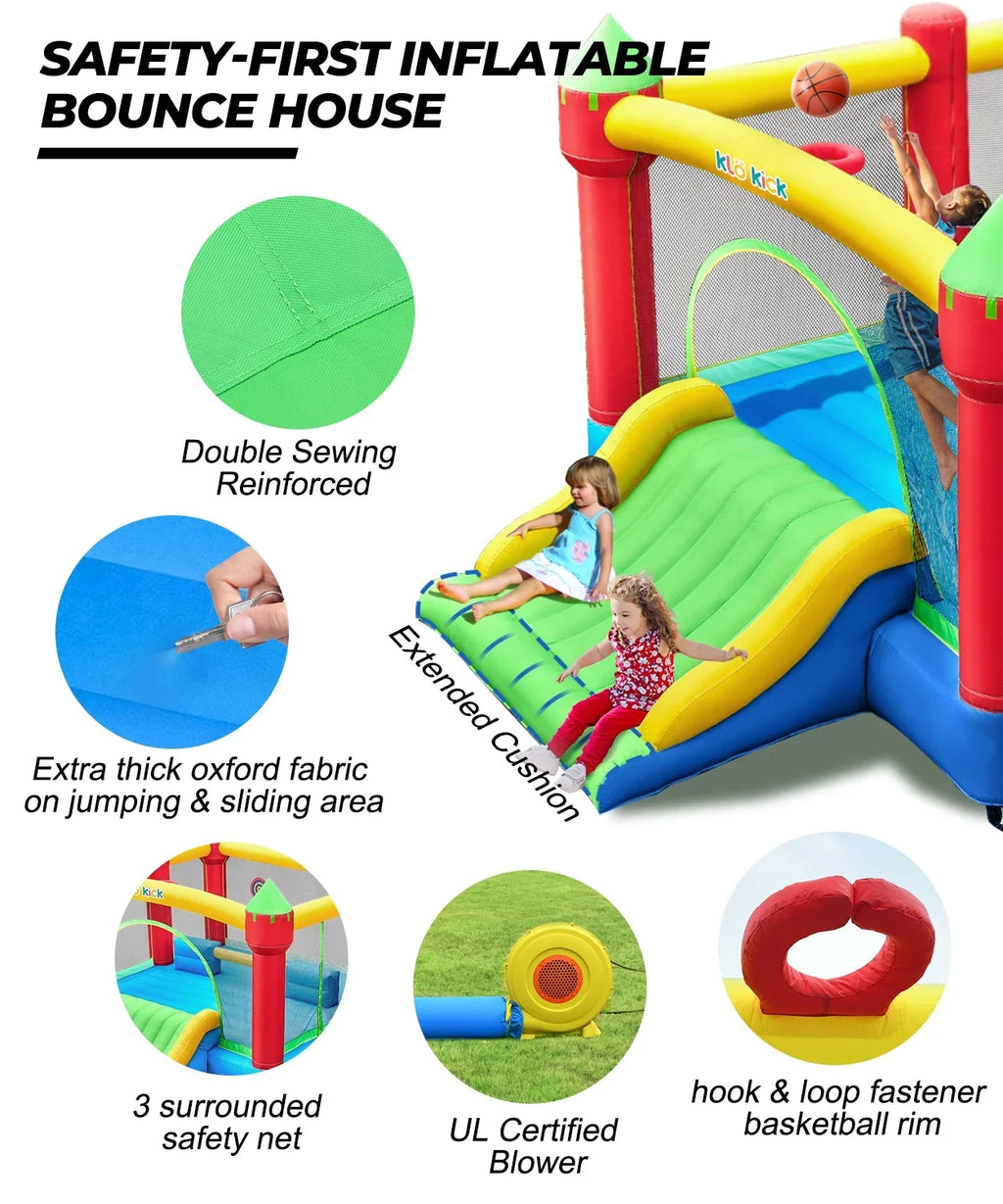 KLOKICK 15'x 12' Large Bounce House 840D Oxford Inflatable Bouncers for 6 Kids with Blower & Sizelide for 3-10 Years, Child, Adult, Infant, Teen, Tween