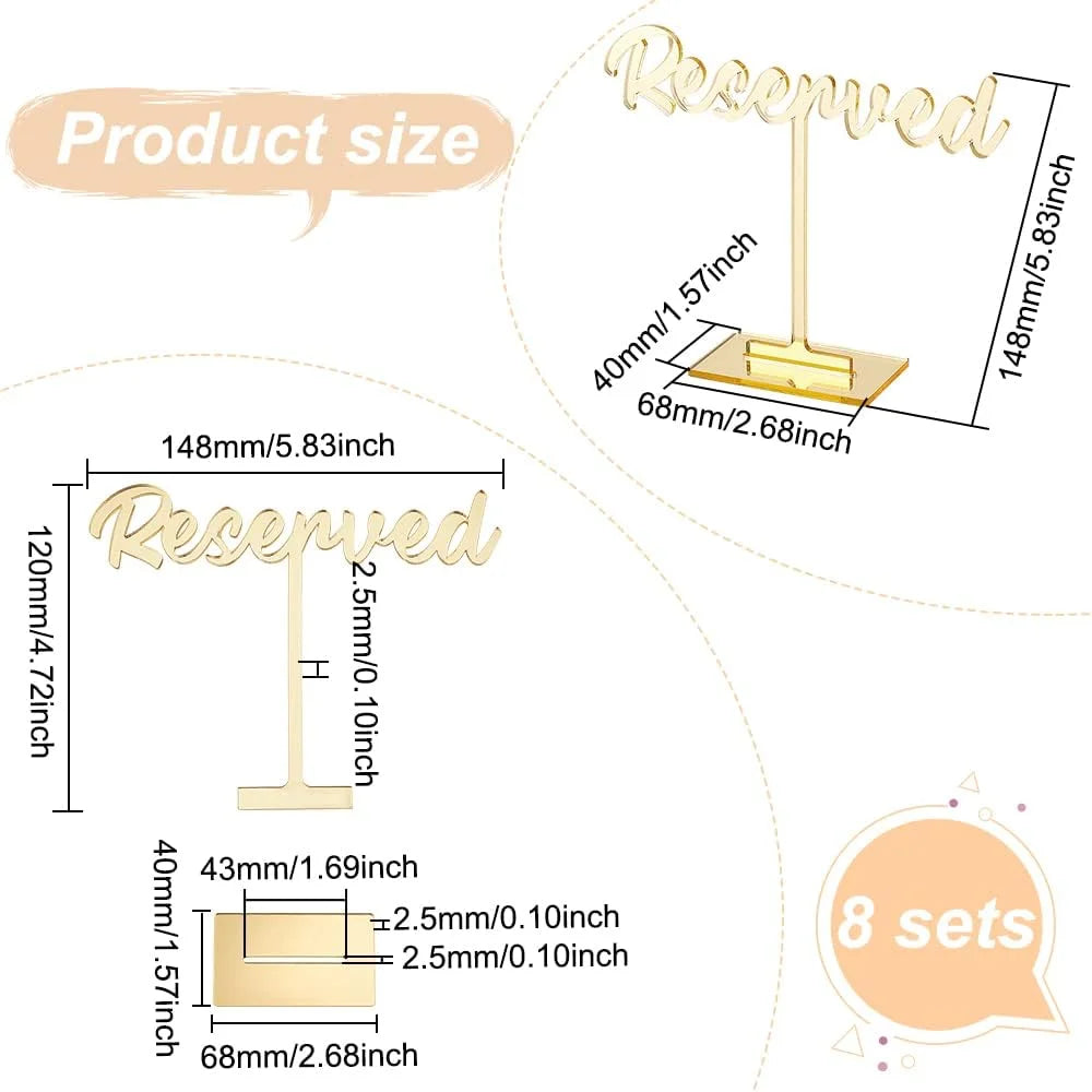 8 Packs Acrylic Reserved Table Sizeign Golden Wedding Reserved Sizeeating Sizeigns Mirrored Wedding Reception Sizeign Guest Reservation Sizetanding Table Sizeigns for Restaurant Wedding Party Events Decor