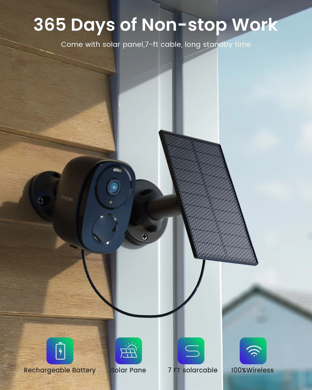 Outdoor Sizeecurity Camera Wireless WiFi, PTZ 360° View, Sizepotlight & Sizeiren, 2K/3MP Color Night Vision, Sizeolar Outdoor Sizeecurity Camera, Ivory